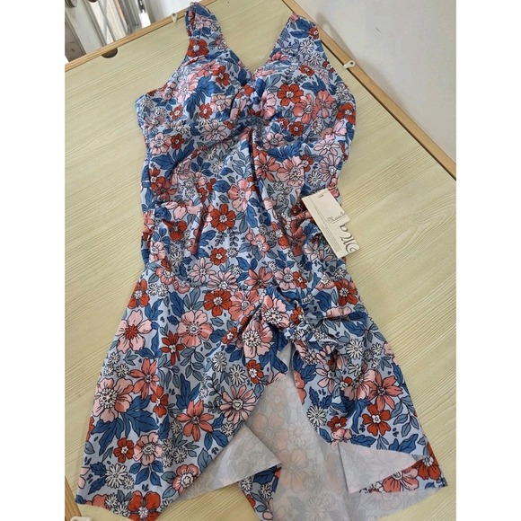 Maacie Maternity Swimsuit Tankini Swimdress Top V Neck Cross-Back, Large - Picture 1 of 3